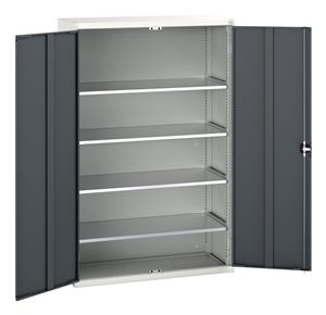 verso shelf cupboard with 4 shelves. WxDxH: 1300x550x2000mm. RAL 7035/5010 or selected Bott Verso Basic Tool Cupboards Cupboard with shelves